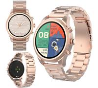 FOREVER Damen Smartwatch Sportband SW-800 Amoled 1,3" 360x360 Bluetooth, Musiksteuerung, Schrittzähler etc. IP68, Fitness-Uhr, Herzfrequenzmesser Gold