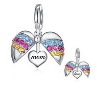 FOREVER QUEEN Damen Charms Anhänger Herz Liebe Love Mom Mutter Charms 925 Sterling Silber Mama Charms für Armbänder Halskette