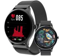 Forever Smartwatch Damen Herren Forevive SB-340 Schwarz 1.32 Zoll - Sportuhr mit Schrittzähler, Fitness Tracker Herzfrequenz, Schlaftracker SpO2 Überwachung - Smartwatch Wasserdicht IP68 - iOS/Android