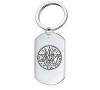 ForeverWill Edelstahl Tetragrammaton Pentagramm Name Von Gottes Talisman Schlüsselanhänger, Heidnische Magische Eliphas Levis Pentakel Amulett Schlüsselring Tag Segensgeschenke zum Schutz