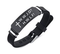 ForeverWill WWJD Christlich Glaube Silikon Armband, HWLF Serenity Erinnerung Armreif Christus Kreuz Schmuck für Schutz, Einstellbar