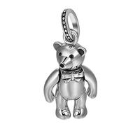 ForFox Vintage 925 Sterling Silber Teddybär Anhänger Beweglicher Teddy Bär Anhänger für Herren Damen 35mm
