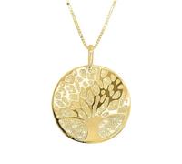 forme di Lucchetta -Baum des Lebens Anhänger Halskette 14 Karat GelbGold, Goldkette 585 Damen Echtgold Schmuck, Kette 45cm einstellbar 42cm