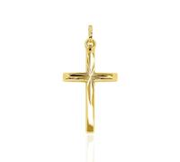forme di Lucchetta - Jesus Kreuz Anhänger Gold Diamant-effekt - Christliche Geschenke, Goldanhänger Damen Mädchen 585 Echtgold für Kette (bis zu 4 mm) - hergestellt in Italien