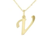 forme di Lucchetta Schmuck, Goldkette Damen 375 Echtgold, für Damen Kette mit Anhänger Buchstabe Initialen Namen A B C D E F G H I J K L M N O P Q R S T U V Y X Z aus 9 Karat Gelbgold - 45