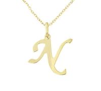 forme di Lucchetta Schmuck, Goldkette Damen 375 Echtgold, für Damen Kette mit Anhänger Buchstabe Initialen Namen A B C D E F G H I J K L M N O P Q R S T U V Y X Z aus 9 Karat Gelbgold - 45