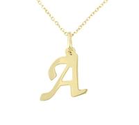 forme di Lucchetta Schmuck, Goldkette Damen 375 Echtgold, für Damen Kette mit Anhänger Buchstabe Initialen Namen A B C D E F G H I J K L M N O P Q R S T U V Y X Z aus 9 Karat Gelbgold - 45