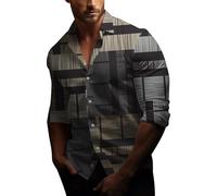 Formelle Hemden für Herren, 3D-Digitaldruck, Arbeitshemd, modisches Revers, bügelfreie Bluse, lässiges Langarmhemd, Business-Bürohemd, schmale Passform, Button-Up-Shirt, Urban Smart Shirt für Herren,