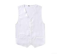 Formelle Herrenweste für Hochzeit, Business, Party, für schmale Passform, Anzugjacke mit Revers, einreihiges ärmelloses Oberteil, erhältlich in den Größen L bis 3XL (XXXL Weiß)