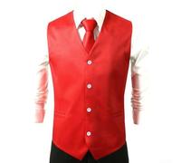 Formelle Herrenweste für Hochzeit, Business, Party, für schmale Passform, Anzugjacke mit Revers, einreihiges, ärmelloses Oberteil, erhältlich in den Größen L bis 3XL (XL Rot)