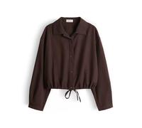 OPUS Relaxed Fit Hemdjacke aus Baumwoll-Leinen-Mix Modell 'Formente' in Dunkelbraun, Größe 36