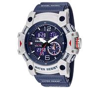 Forrader Uhren für Herren Outdoor Sport Digital Uhr Taktische Armee Armbanduhr LED Stoppuhr Dual Display Wasserdicht Militär Herren Armbanduhren, blau, Riemen