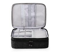 FORRICA Kabeltasche Kabel Organizer Tasche Reise Etui Elektronik Zubehör Tasche 2 Schicht Mehrere Taschen für Handy Ladekabel Powerbank USB Sticks SD Karten Schwarz
