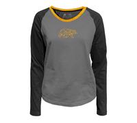 FORSBERG Longsleeve Damen Shirt Langarm zweifarbig mit polygonem Bären Logo auf der Brust, Farbe:schwarz/Bronze, Größe:S