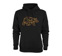 FORSBERG Pettarson Herren Hoodie mit Bärenlogo | Skandinavisch inspirierter Kapuzenpullover | All-Year Kollektion | Freizeit, Handwerk, Outdoor, Farbe:schwarz/Bronze, Größe:3XL