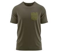 FORSBERG T-Shirt mit Brustlogo im Polygondesign, Farbe:dunkeloliv/Lime, Größe:M