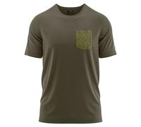 FORSBERG T-Shirt mit Brusttasche im Polygondesign M dunkeloliv/lime