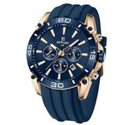 FORSINING Analoge Quarz Herrenuhr Casual Chronograph Sport Armbanduhr Datum Kalender Mode Business Uhren für Herren Silikonarmband, Blau