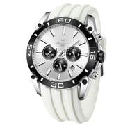 FORSINING Analoge Quarz Herrenuhr Casual Chronograph Sport Armbanduhr Datum Kalender Mode Business Uhren für Herren Silikonarmband, weiß