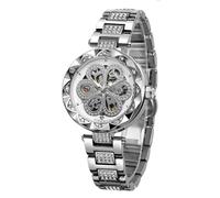 FORSINING Automatische mechanische Damenuhren, Skelett-Steampunk-Uhr mit Diamant und Schnitzerei, Blumenhandwerk, kalte Uhr für Frauen, minimalistisches Retro-Design, mechanische Skelett-Armbanduhr,