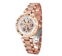 FORSINING Automatische mechanische Damenuhren, Skelett-Steampunk-Uhr mit Diamant und Schnitzerei, Blumenhandwerk, kalte Uhr für Frauen, minimalistisches Retro-Design, mechanische Skelett-Armbanduhr