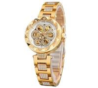 FORSINING Automatische mechanische Damenuhren, Skelett-Steampunk-Uhr mit Diamant und Schnitzerei, Blumenhandwerk, kalte Uhr für Frauen, minimalistisches Retro-Design, mechanische Skelett-Armbanduhr,