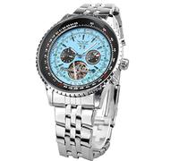 FORSINING Automatische mechanische Uhr mit selbstaufziehendem blauem Zifferblatt, Skelett-Tourbillon-Mode, Herrenuhr, Datum, Tag, Kleid, Geschenk, blau, Retro