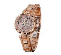 FORSINING Damen-Automatikuhr mit Buchstaben-Design, Diamant-Uhrwerk, mechanische Skelettuhr (Roségold)