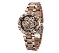 FORSINING Damen Stilvolle Analog Zifferblatt Automatische Skelett Uhr mit Edelstahl Armband, Rosa und Schwarz, Armband