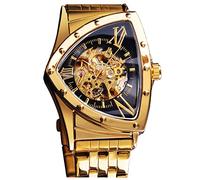 FORSINING Dreiecksskelett Herren Automatische Mechanische Uhr Luxus Gold Schwarz Edelstahl Uhren Wasserdicht Leuchtend Sport Armbanduhr