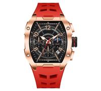 FORSINING Herren-Armbanduhr, analog, Quarz, Chronograph, lässig, Sport, Silikon, 22 mm, Militär-Uhren, wasserdicht, rot