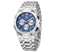 FORSINING Herren-Armbanduhr, analog, Quarz, Edelstahl, 24 mm, lässig, Business-Armbanduhr, wasserdicht, Chronograph, Sportuhr, blau