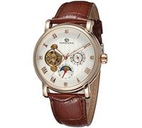 Forsining Herren-Armbanduhr aus echtem Leder, analoges Zifferblatt, automatische Markenkollektion FSG800M3R2