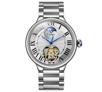 FORSINING Herren-Armbanduhr, automatisch, Handaufzug, Tourbillon, Mondphase, mechanische Armbanduhr, modisch, Business, wasserdicht, leuchtend, weiß