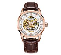 FORSINING Herren-Armbanduhr, automatisch, mechanisch, wasserdicht, Tourbillon, Herren-Armbanduhr, Skelett, selbstaufziehend, Sport-Armbanduhr, Mode, Business, Rosegold Braun