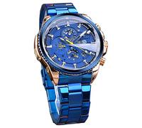 FORSINING Herren-Armbanduhr, luxuriös, Militär, automatische mechanische Armbanduhr, Kalender, Edelstahl, leuchtende Zeiger, wasserdichte Uhren, blau, Armband