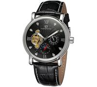 Forsining Herren-Armbanduhr mit Echtlederarmband, Mondphasen-Anzeige, automatische Markenkollektion FSG800M3S10