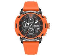 FORSINING Herren-Armbanduhr, Quarz, analog, Sport, Chronograph, lässig, wasserdicht, Kalender, Datumsanzeige, Herren-Armbanduhr, leuchtend, Orange