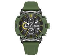 FORSINING Herren-Armbanduhr, Quarz, analog, Sport, Chronograph, lässig, wasserdicht, Kalender, Datumsanzeige, Herren-Armbanduhr, leuchtend, grün, Gurt