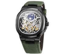 FORSINING Herren-Armbanduhr, Tourbillon Automatik, Steampunk, Mondphase, mechanisch, Armband aus Leder