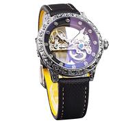 Forsining Herren-Armbanduhr, transparentes Skelett-Zifferblatt, mechanische Armbanduhr für Herren, wasserdicht, modisch, Business, automatische Selbstaufziehung, Schwarz