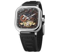 FORSINING Herren-Armbanduhr, wasserdicht, Automatikuhr, Sport, quadratisch, mit Silikonarmband