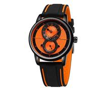 FORSINING Herren-Armbanduhr, wasserdicht, modisch, mit Gummiband, leicht, automatische Armbanduhr, Orange / Schwarz, Sportlich