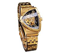 FORSINING Herren-Automatikuhr, dreieckiges Zifferblatt, Skelett, luxuriös, mechanische Uhren, Kleid, Business-Armbanduhr für Herren, gold