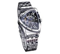 FORSINING Herren-Automatikuhr, dreieckiges Zifferblatt, Skelett, luxuriös, mechanische Uhren, Kleid, Business-Armbanduhr für Herren, silber
