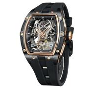 FORSINING Herren-Automatikuhr mit mechanischem Uhrwerk, Skelett-Zifferblatt, BlackGold, Mechanisch