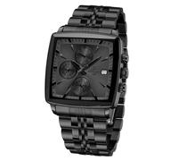 FORSINING Herren Chronograph Sportuhr Wasserdicht Militär Uhren für Männer Analog Quarz Armbanduhr mit Datumsanzeige Silikonband, Schwarz