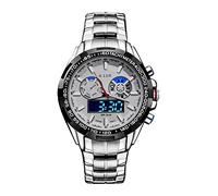 FORSINING Herren-Digital-Quarz-Armbanduhr, wasserdicht, LED, elektronische Herren-Armbanduhr, Edelstahlband, modisch, digitale Sport-Militär-Uhren, silber, Armband