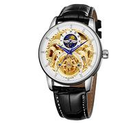 FORSINING Herren Mechanische Mondphasenuhr Uhr Retro Tourbillon Vintage Minimalistische Armbanduhr, Armband