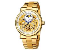 FORSINING Herren Mode Mechanische Automatikuhren Mondphasenuhr Edelstahl Armbanduhr, gold, Armband